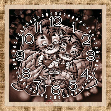 FUNNY TIGERS CLOCK pyroprinter & laser-ready files 3DWave.us